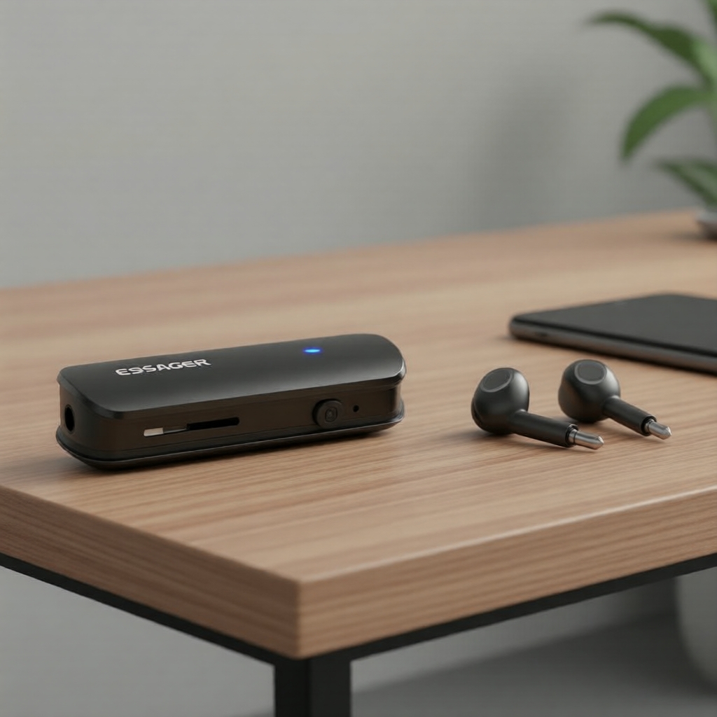 Adaptador Bluetooth Essager 5.3 para celulares, Switch e PS5: áudio Tipo-C 3,5 mm, cartão TF, MP3/WAV compatível com