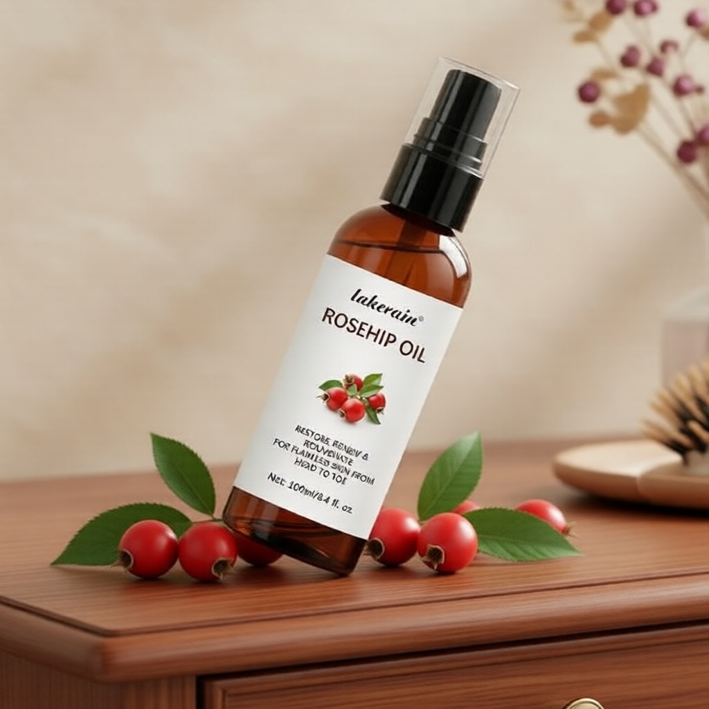 Óleo de Rosa Mosqueta 100ml - 100% Puro & Orgânico para Rosto & Couro Cabeludo, Óleo de Massagem Gua Sha
