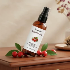 Óleo de Rosa Mosqueta 100ml - 100% Puro & Orgânico para Rosto & Couro Cabeludo, Óleo de Massagem Gua Sha