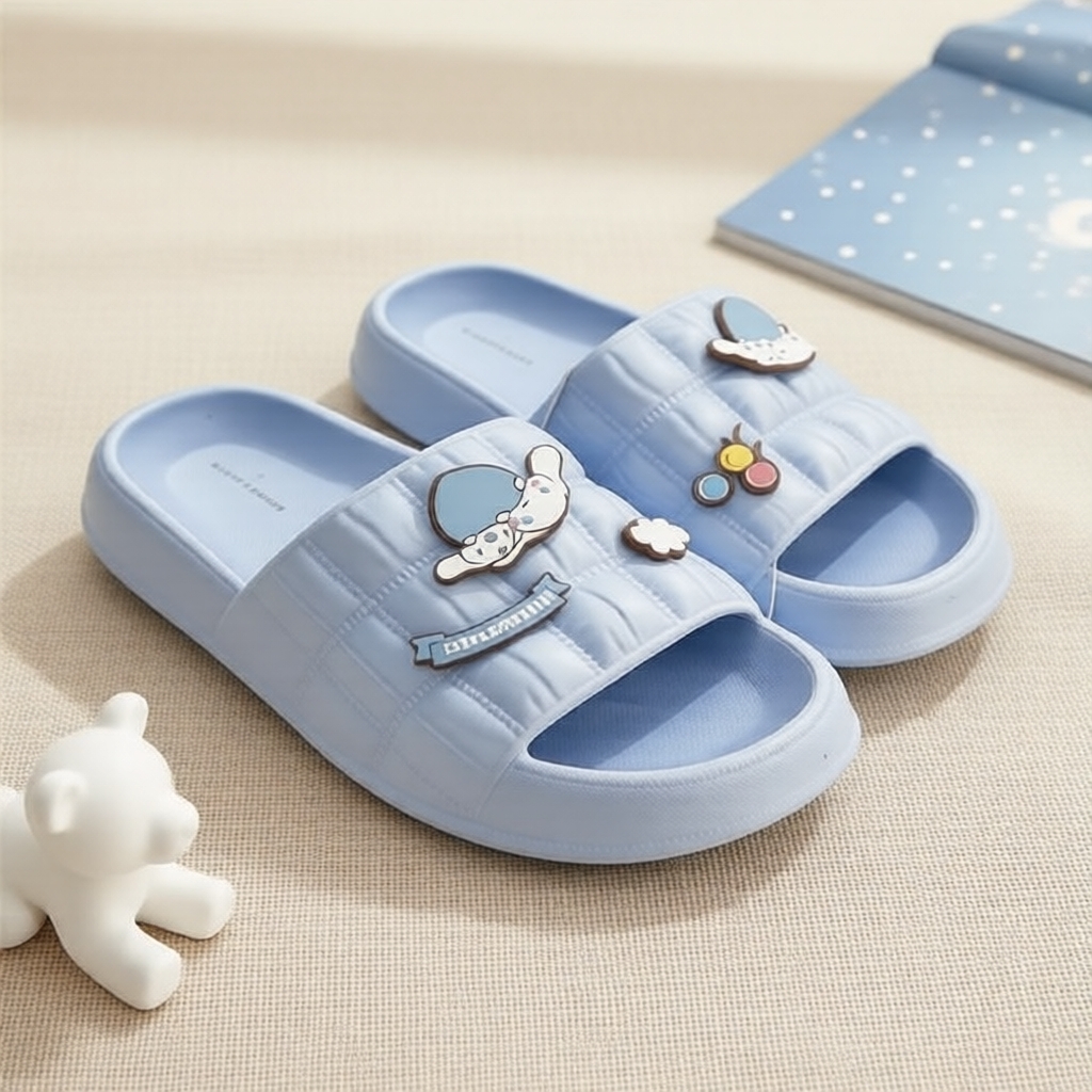 MINISO Chinelos de banheiro femininos Sanrio, antiderrapantes, secagem rápida, 26 cm x 11 cm x 7 cm