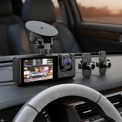 Câmera Veicular Dupla Lente - Visão Noturna, HD, Gravação Frontal e Interna, DVR Automotivo