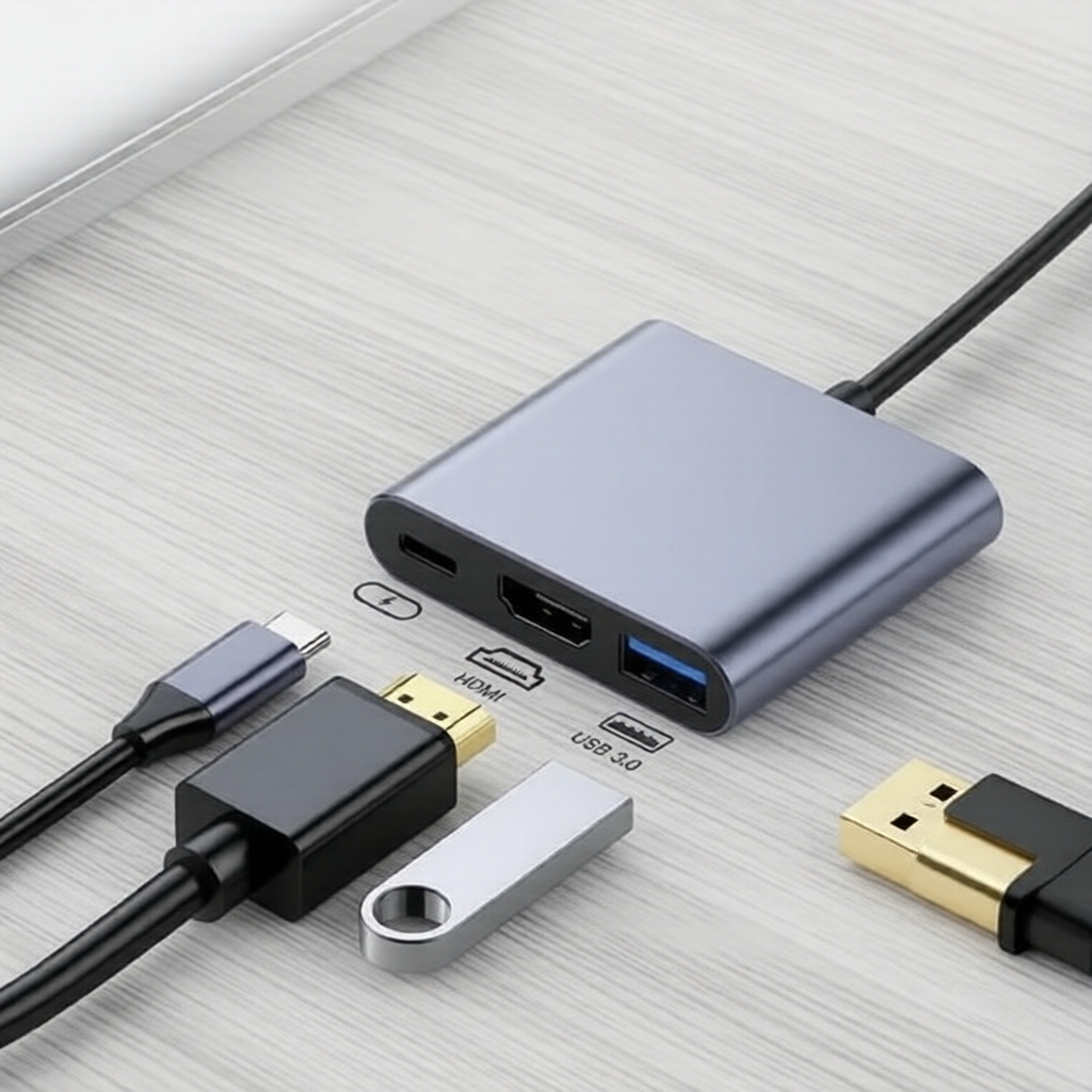 Estação de acoplamento USB-C 3 em 1 com HDMI 4K e carregamento PD para MacBook, PC, telefone e laptop
