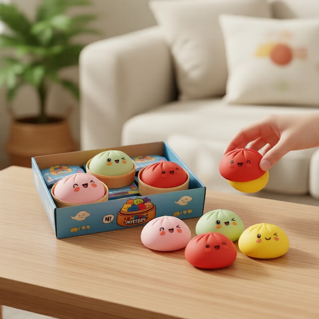 Brinquedo Squishy Mistério Colorido Dumpling, Alívio de Estresse para Crianças e Adultos Inverno