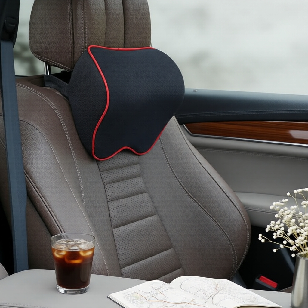 Almofada de Pescoço para Carro - Apoio de Cabeça e Costas em Espuma de Memória Respirável