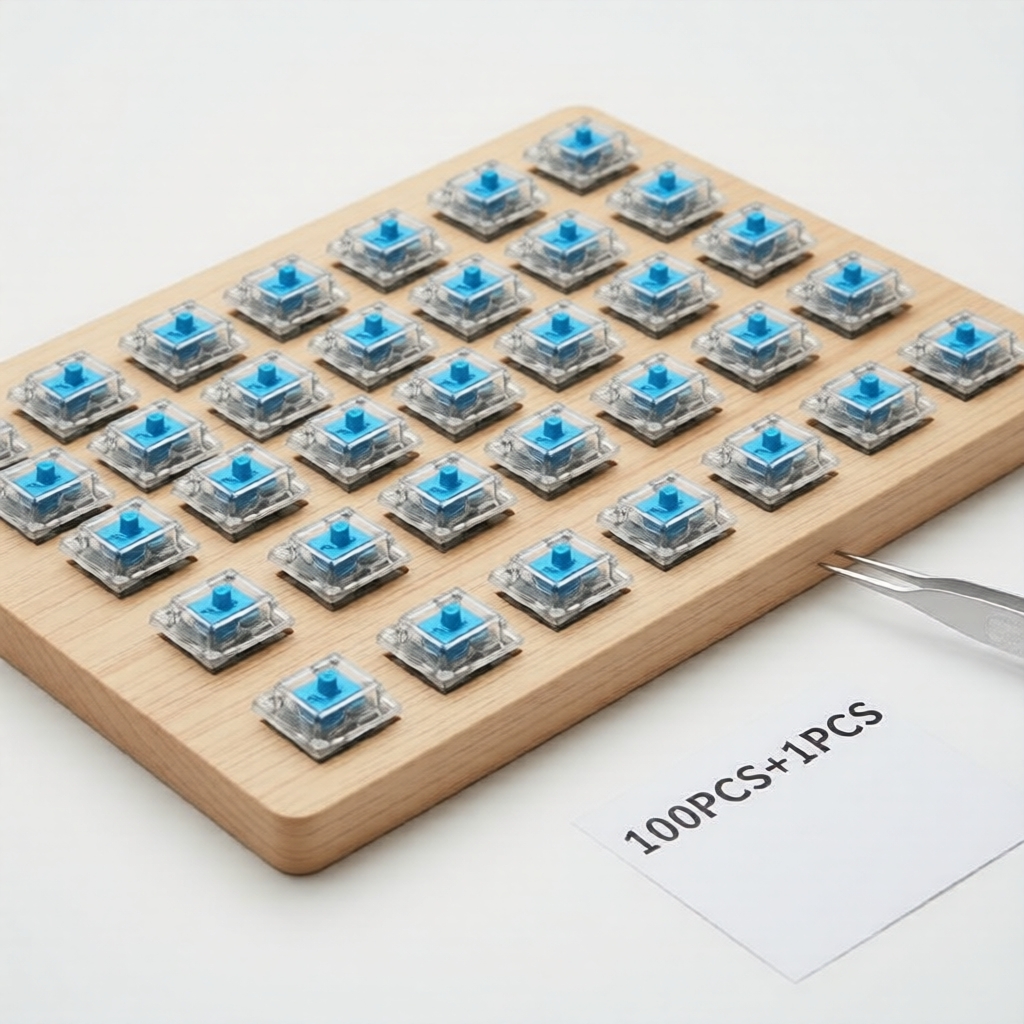 Kit de Teclado Mecânico com Blue/Black/Red/Brown Switches, Haste Cruzada Hot-Swappable e Extrator de Teclas