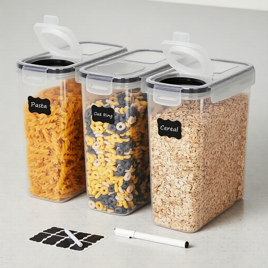 THELiFE Cozinha Conjunto de 4,5L de Armazenamento de Alimentos Hermético - Recipiente de Arroz e Organizador de