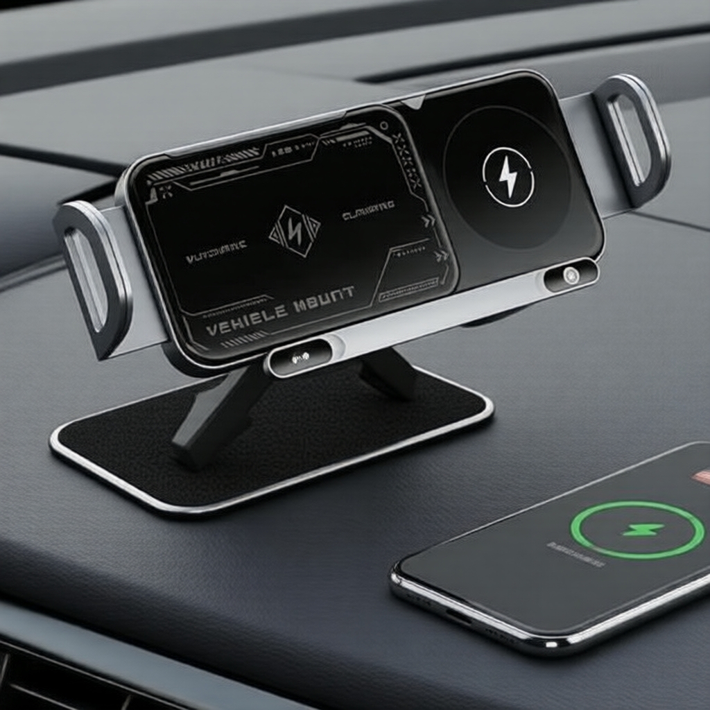 Suporte de Carregador Veicular Sem Fio 15 W Dobrável, Dock Automático para Painel para iPhone/Samsung/Android