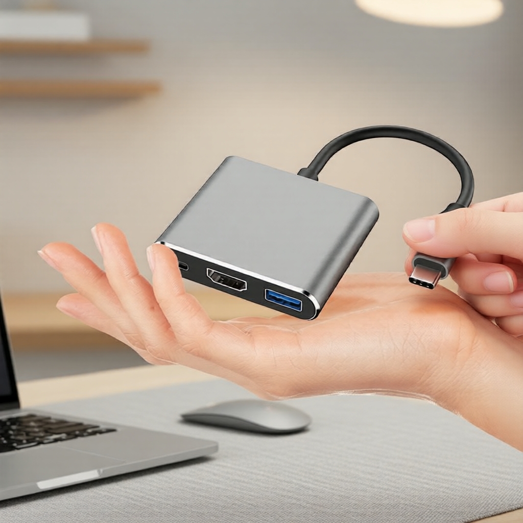 3 em 1 Hub USB-C Macho para Fêmea HDMI 4K UHD USB 3.1 Adaptador de carregamento USB-C para Laptop Macbook A