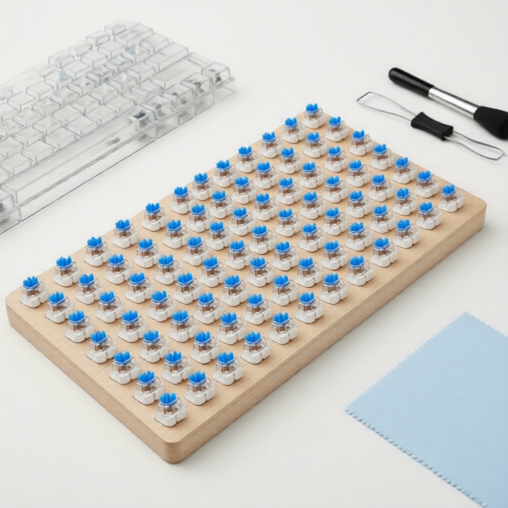 Kit 50/90/100pcs de interruptores tátil-click de 3 pinos para teclado mecânico, com puxador e escova, substituíveis a