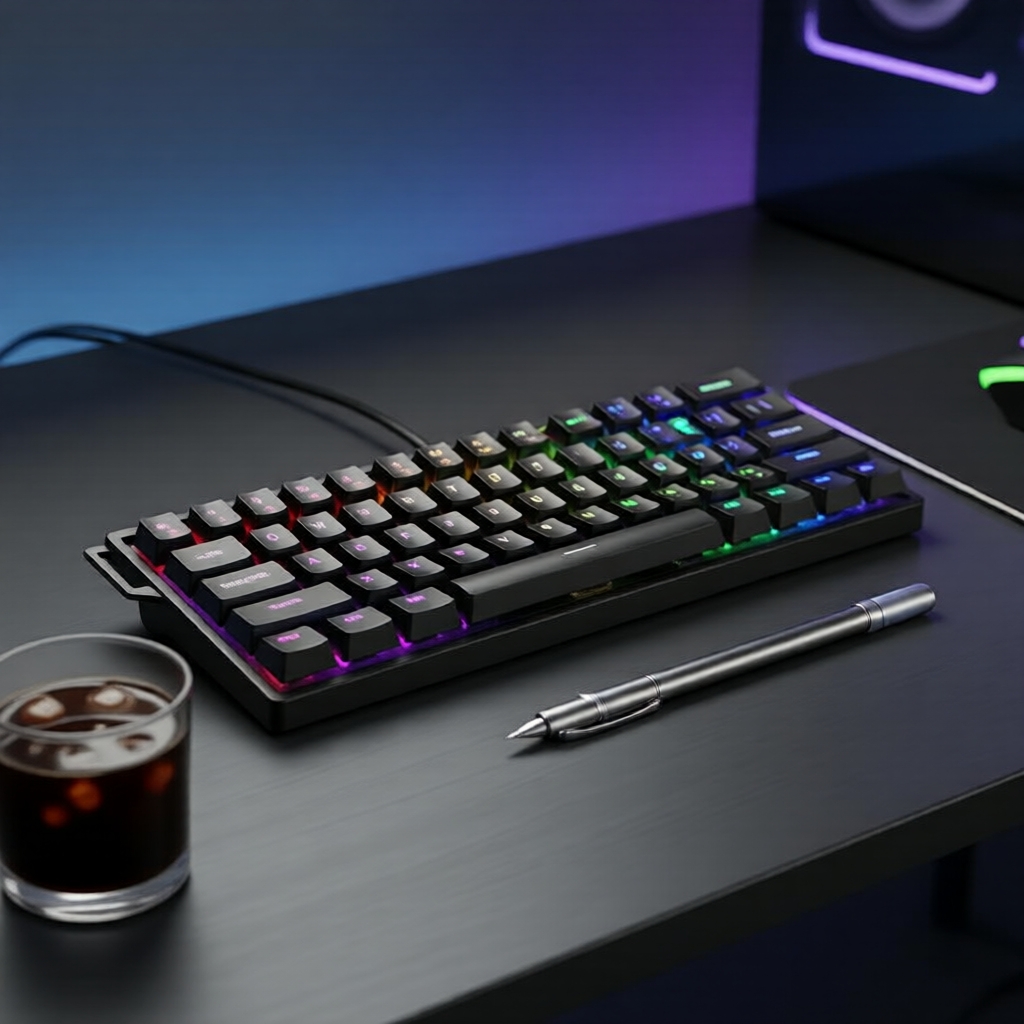 Teclado Mecânico AULA Win 60HE Preto, Eixo Magnético, RGB Personalizável, Ideal para Jogos FPS
