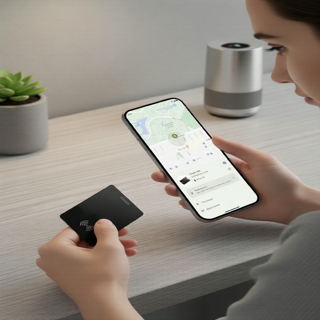 Cartão rastreador GPS Android ultrafino: à prova d’água, carregamento sem fio, localizador de carteira inteligente via
