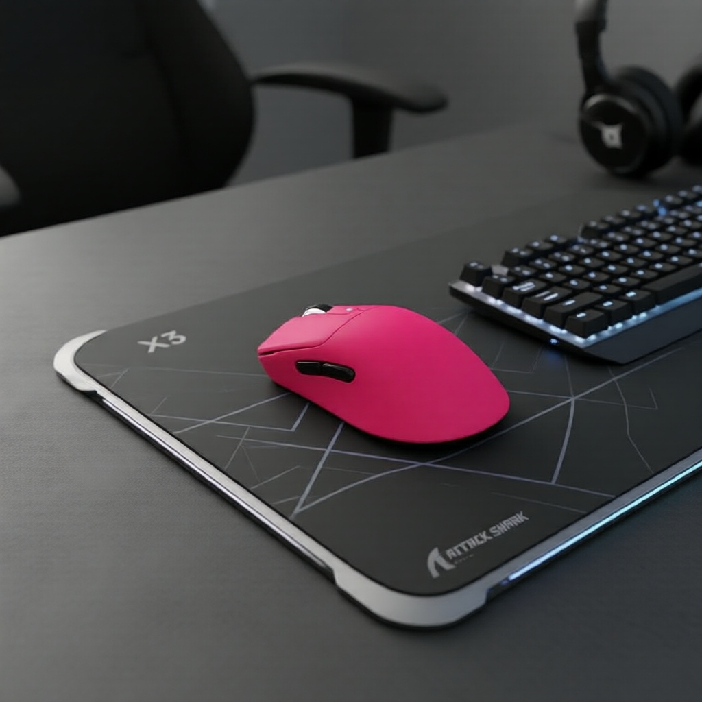 Mouse Gamer Sem Fio Attack Shark X3, Ultra-Leve 49g, Sensor PAW3395 26K DPI, Botões Programáveis, Tripla Conexão