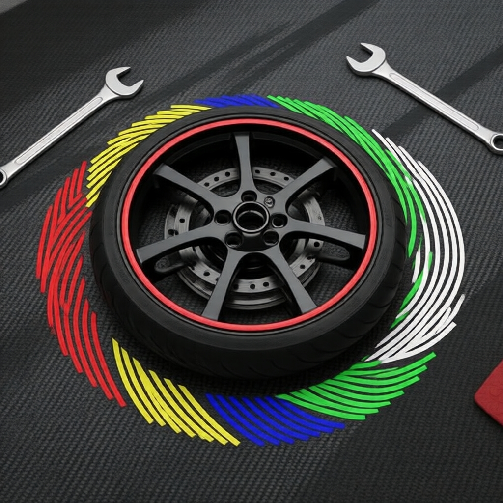 18 pol. Adesivos Refletivos para Aros de Pneus para Motos e Veículos