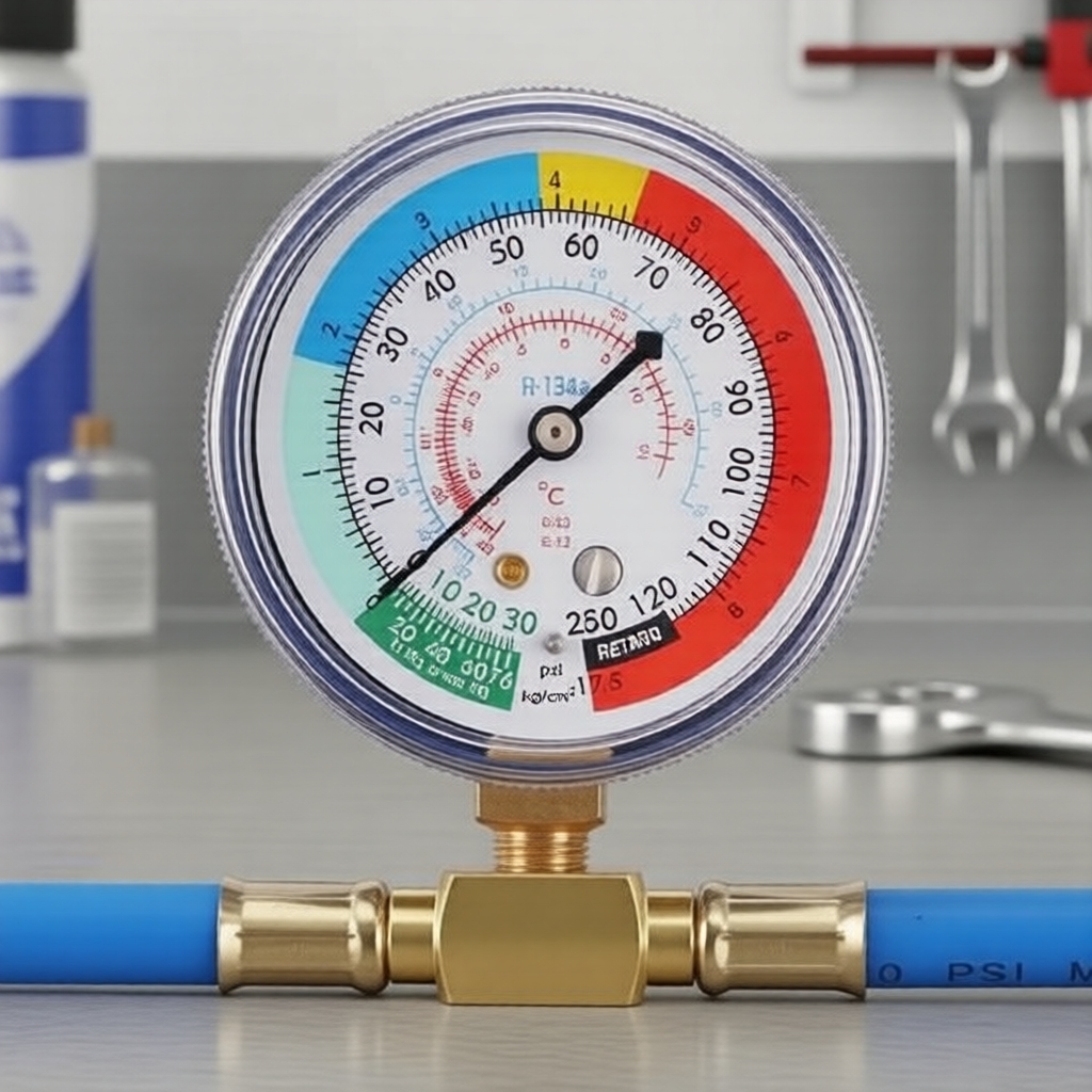Tubo de Recarga de Ar Condicionado Veicular com Manômetro, Kit de Carga de Refrigerante R134a