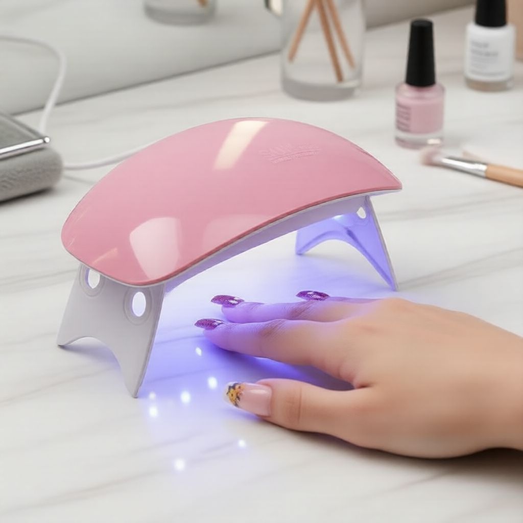 Lâmpada de Unhas LED UV 6W Rosa Monja, Recarregável via USB, Seca Gel Rápido