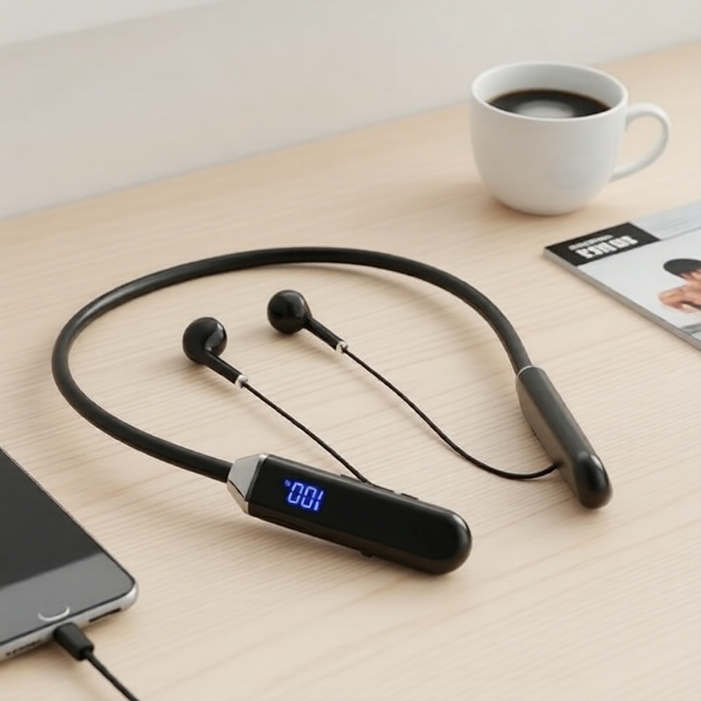 Fones de ouvido de colarinho sem fio HM01 Bluetooth 5.0 9 horas de reprodução ENC chamadas claras IPX4 à prova d'água