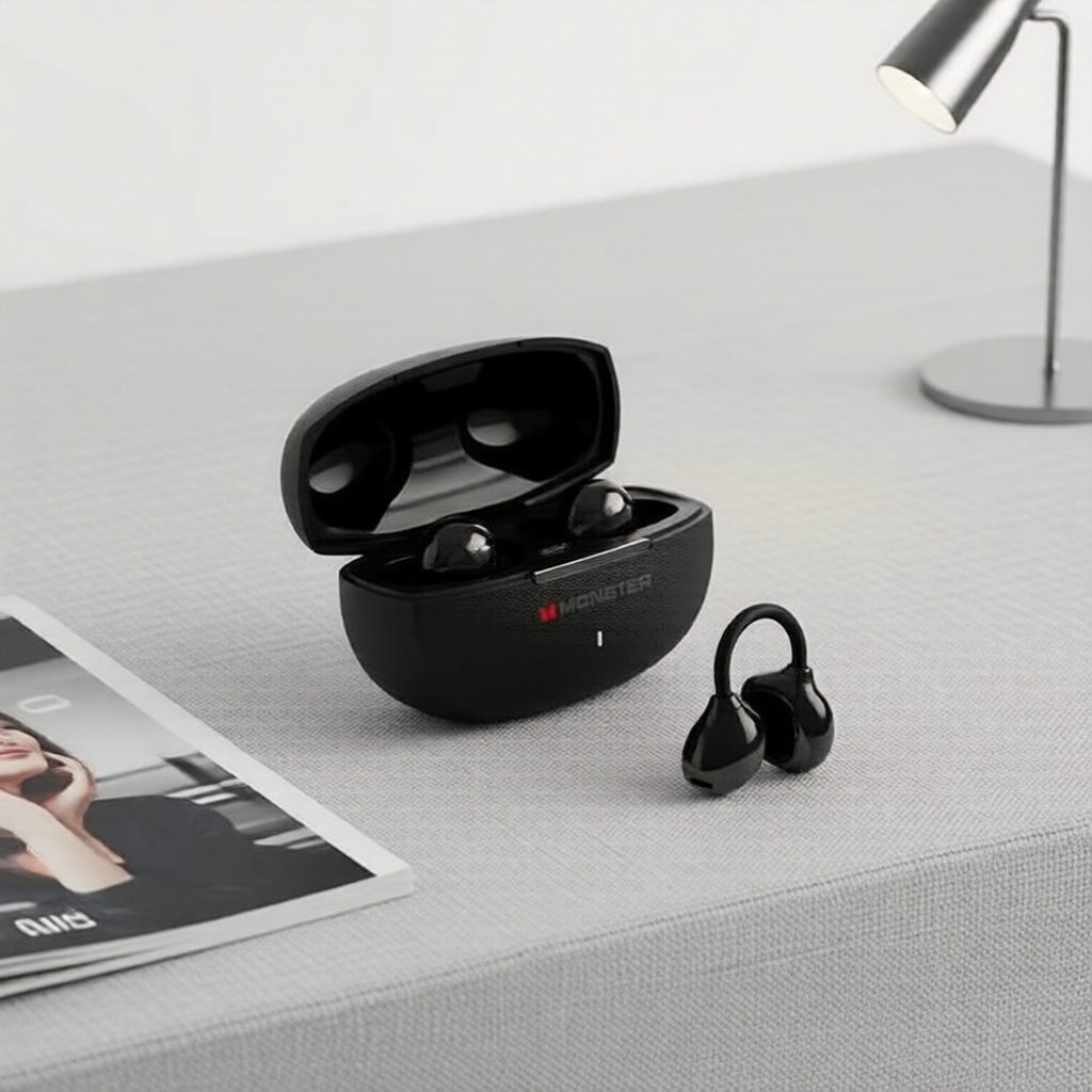 Fones de Ouvido Bluetooth Monster Q13 - Graves Potentes, Design de Gancho de Orelha, Cancelamento de Ruído, Microfone