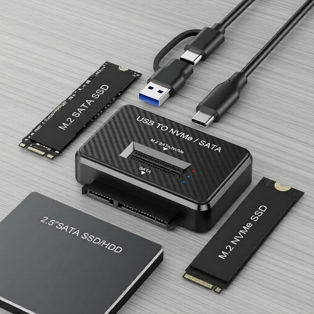 Adaptador USB 3.1 10 Gbps de M.2 NVMe/SATA para SSD de 2,5 polegadas com conexão direta para bases de encaixe compatível