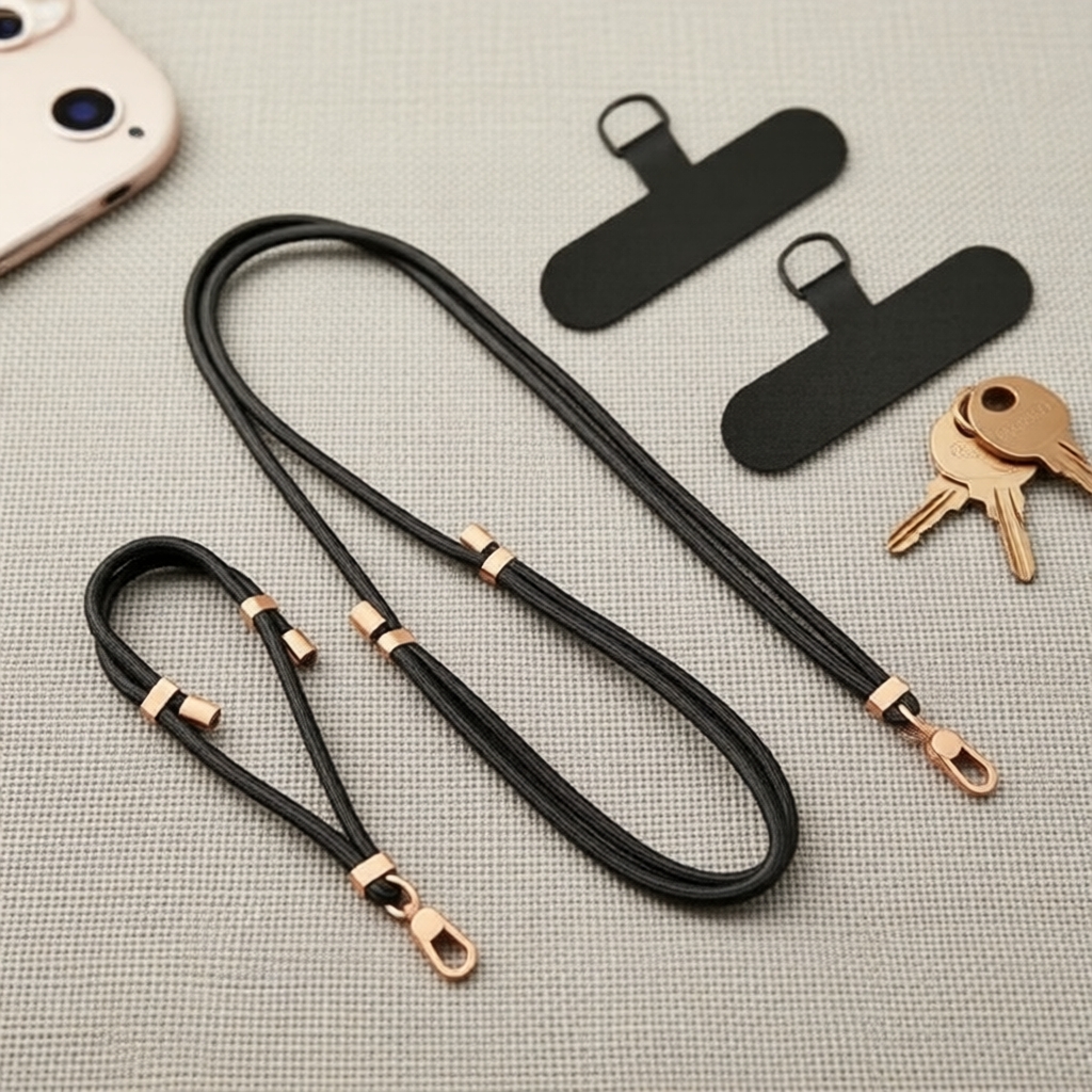 Conjunto de 2 Cordões Universais para Telefone, curto + longo, alça de pulso e pescoço antiperda, cordão resistente com