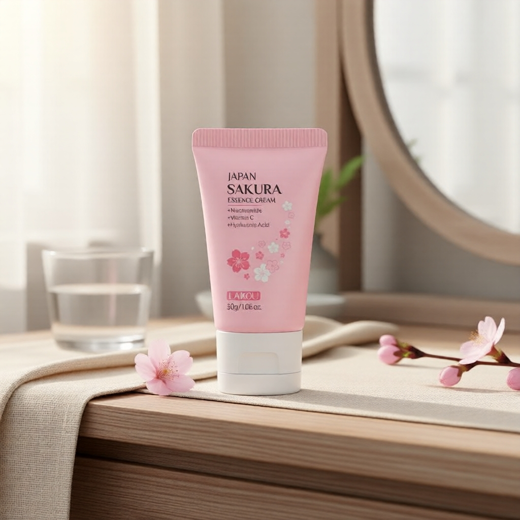 LAIKOU Creme Essência Sakura, Inspiração Japonesa para Clareamento e Hidratação da Pele, Antissinais 30 g