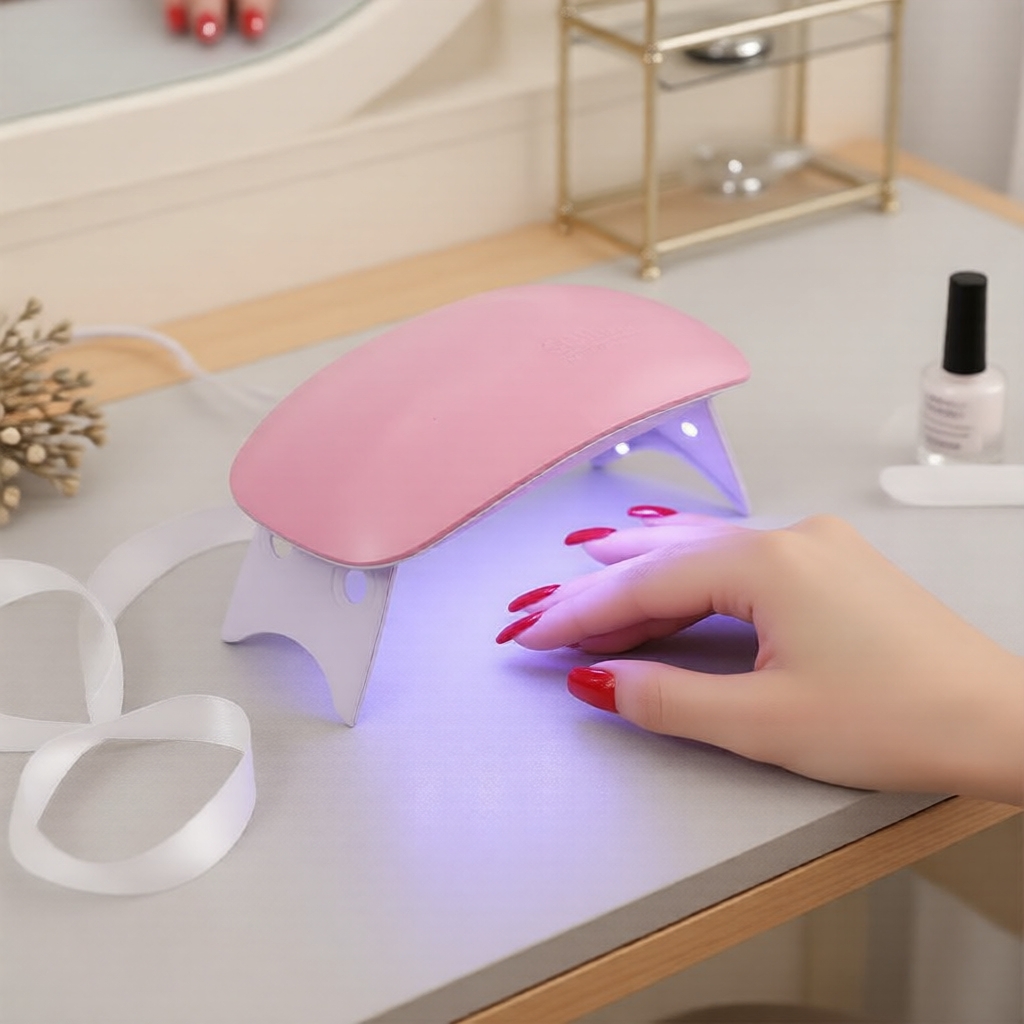 Lâmpada portátil dobrável Monja 6W USB UV para cura rápida de unhas em gel, cor-de-rosa