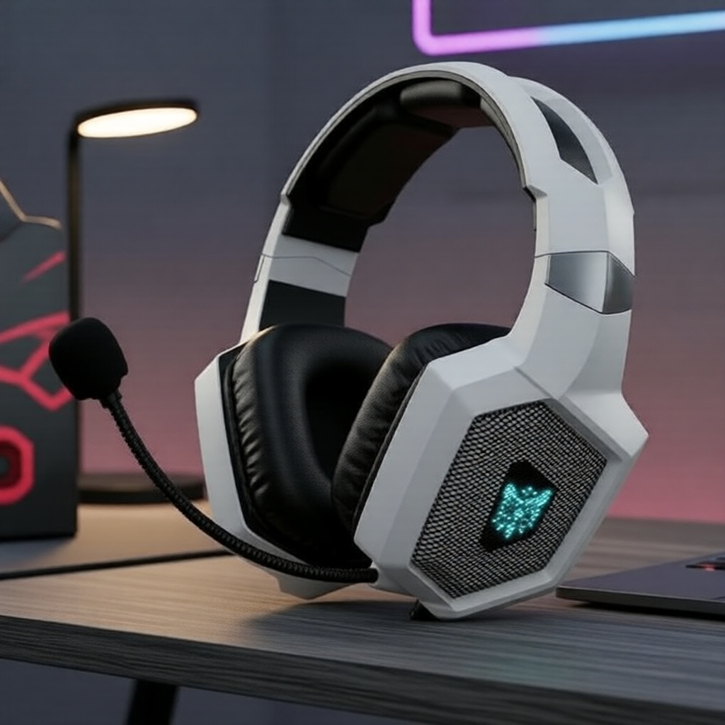 ONIKUMA K8 Fones de Ouvido para Jogos com Fio RGB, Cancelamento de Ruído, Sobre a Orelha, para PC/PS4/PS5/Celular & Uso