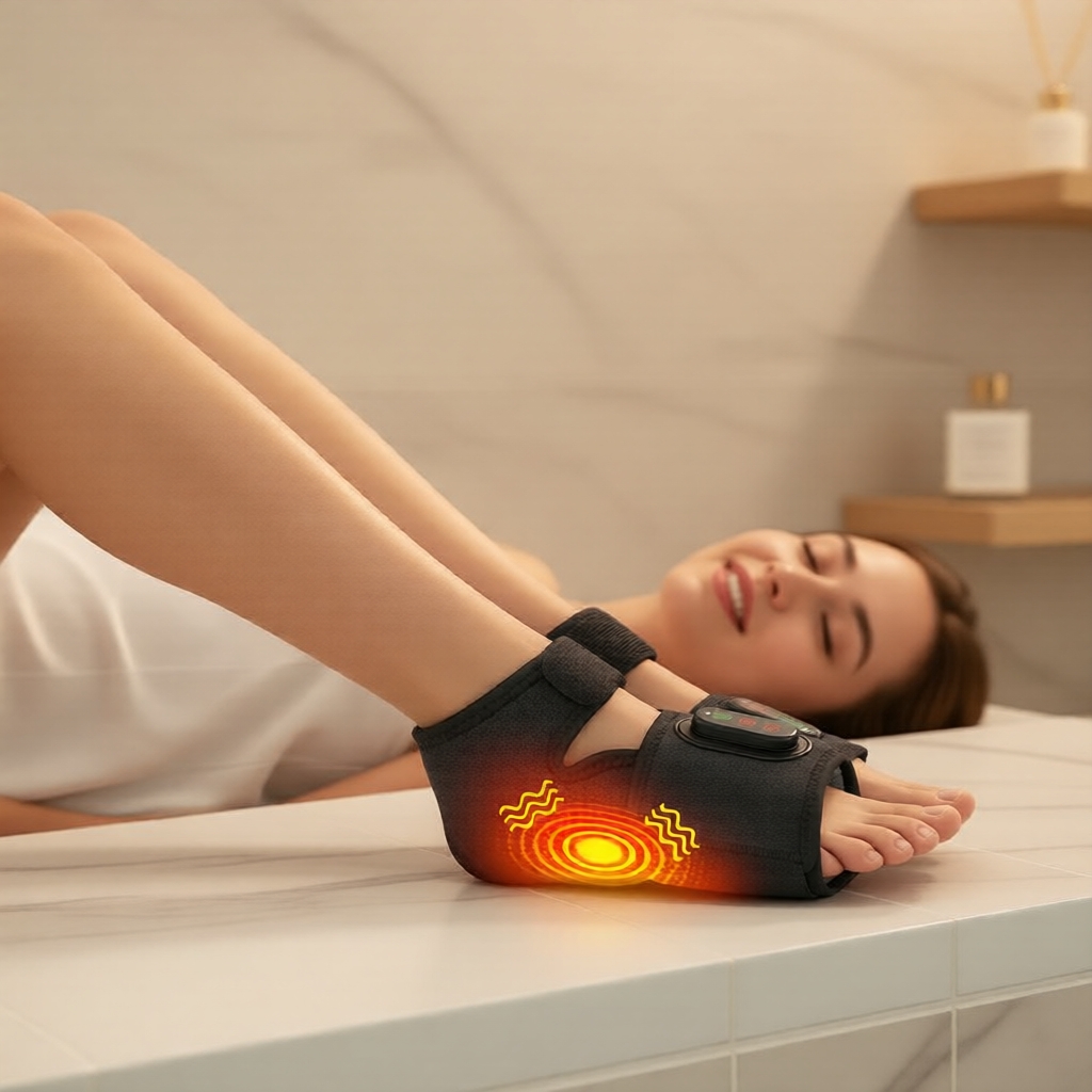 Massageador de Pés Aquecido com Controle Remoto e Aplicativo: Cuidado Sem Fio para Tornozelo e Sola com Alívio da Dor
