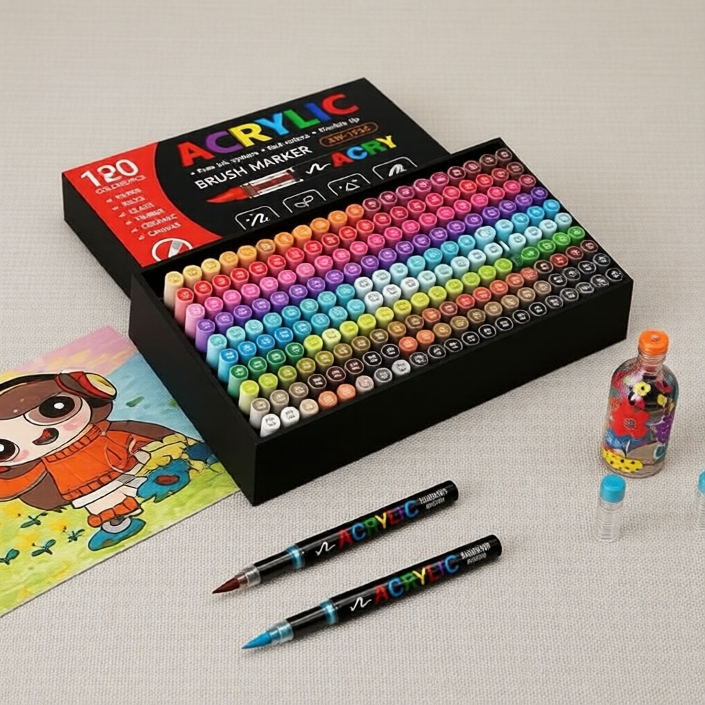 Conjunto de 60 Canetas de Tinta Acrílica Colorida para Arte, Artesanato, Pedra, Vidro, Madeira, Tela, Cerâmica