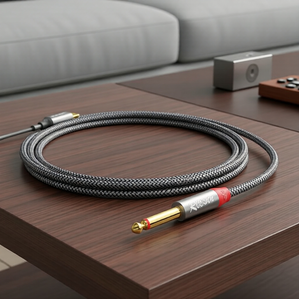 Cabo divisor de áudio estéreo USB-C para duas saídas 6,35 mm 1/4 pol. TRS, para tablets e celulares