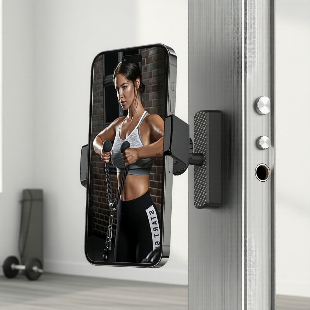 Suporte magnético ajustável 360° para exercícios físicos, imãs potentes, portátil, compatível com todos os smartphones