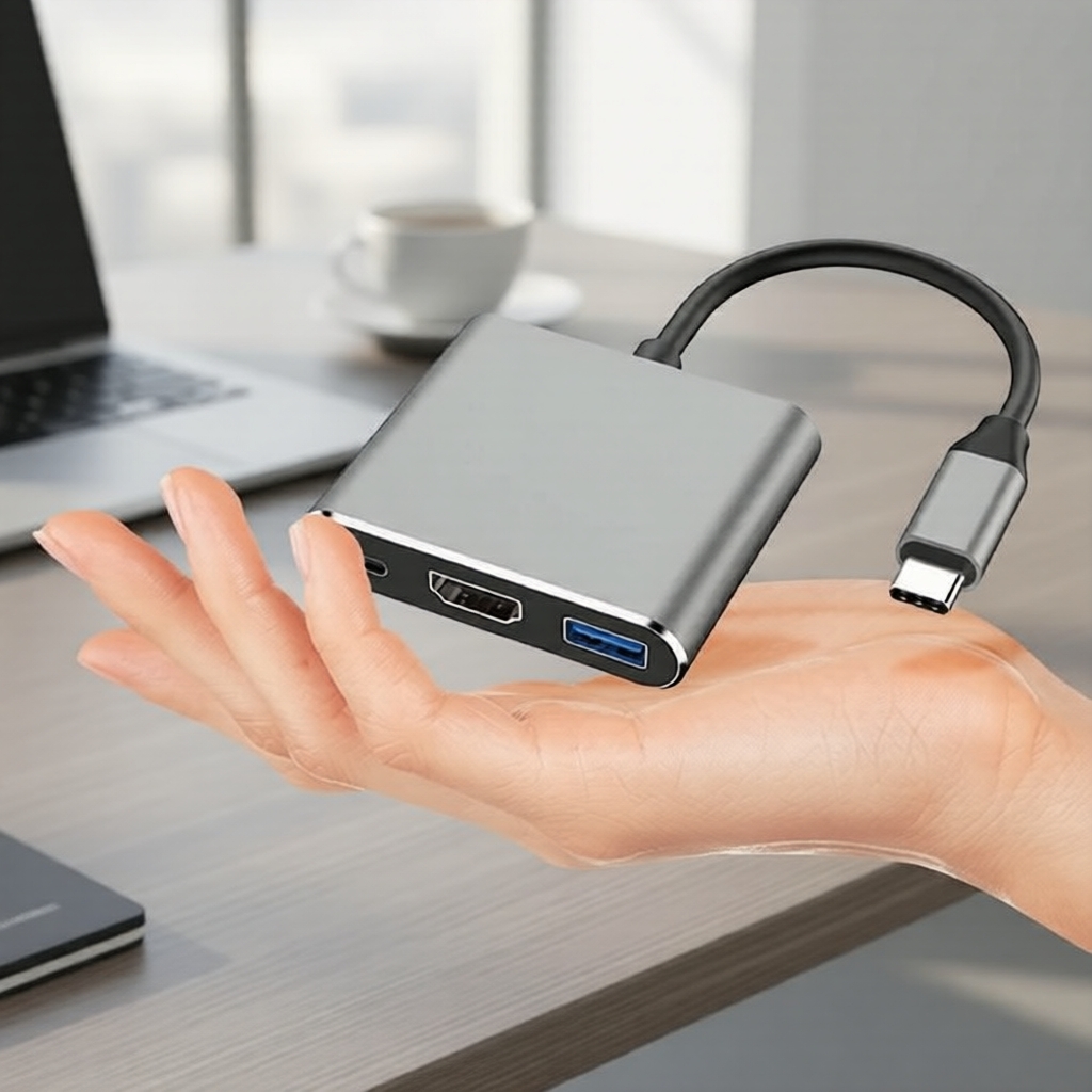 Estação de acoplamento USB C 3 em 1 Tipo-C para HDMI compatível, adaptador 4K com carregamento rápido PD para MacBook,