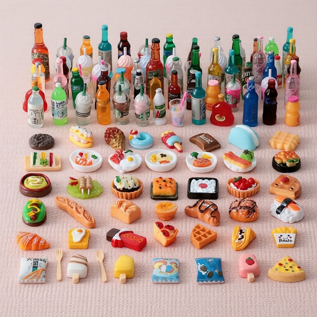 Conjunto de Comida e Bebida Miniatura para Cozinha de Casa de Bonecas 1:12