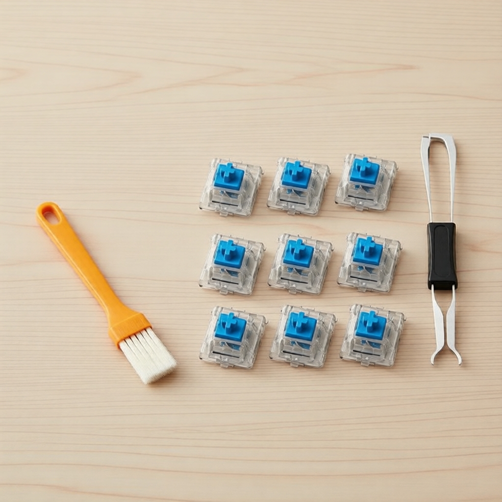 Interruptores Táteis de 3 Pinos para Teclado Mecânico, 30/50/90 Unidades com Extrator e Pincel Grátis