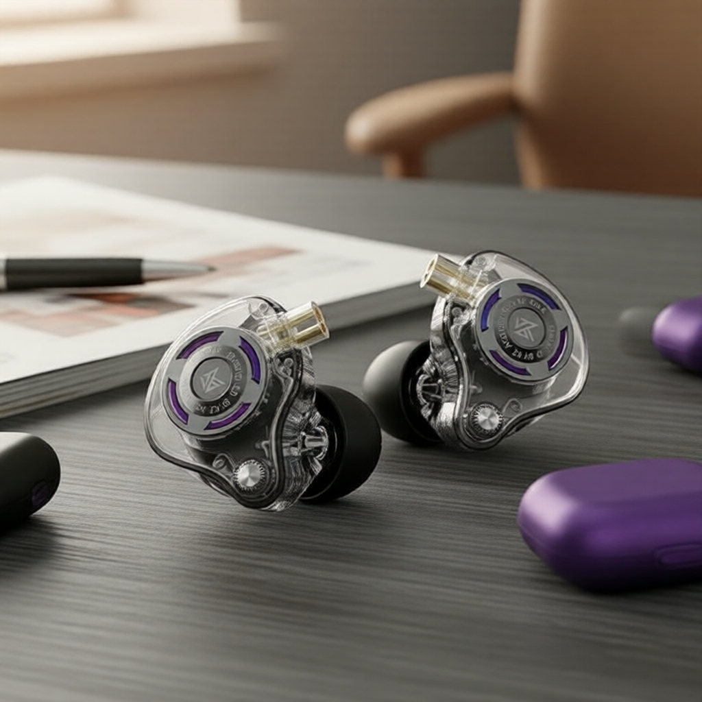 KZ Gale Fones de Ouvido com Fio HiFi IEMs, Fones Intra-Auriculares com Cabo Removível Prateado, Drivers Duplos,