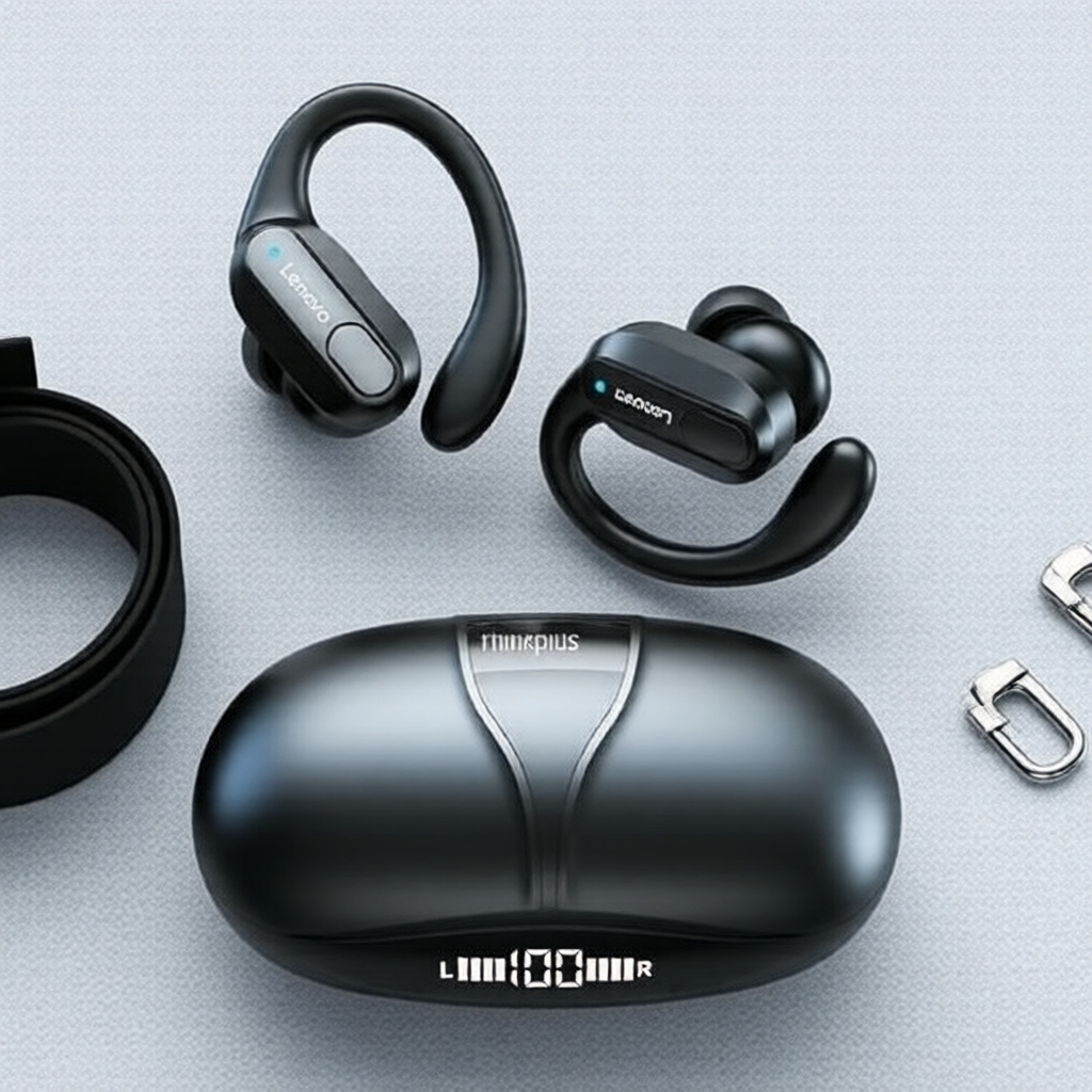 Fones de Ouvido Esportivos Sem Fio Lenovo XT80 – Design com Gancho de Orelha, Chamadas em HD, Som HiFi, IPX5 à Prova