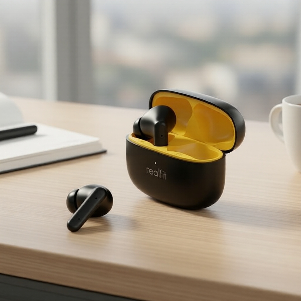 Fones de Ouvido Realfit F3 True Wireless, ANC 38 dB, Fones Esportivos à Prova d’Água, Áudio 360°, Graves Profundos, Som