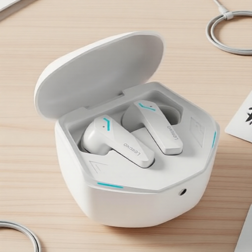 Fones de Ouvido Gaming Lenovo GM2 PRO Sem Fio Intra-Auriculares - Fones Estéreo à Prova d’Água com Microfone HD, Luzes