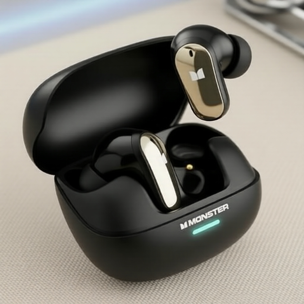 Fones de ouvido Monster MQT52 TWS para jogos, Bluetooth 5.4, HiFi estéreo, microfone com cancelamento de ruído, para uso
