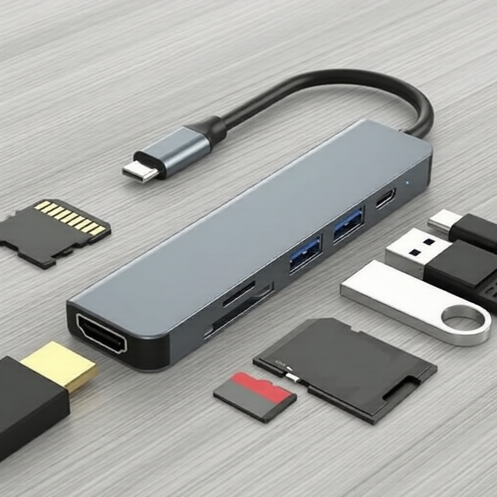 Estação de acoplamento multiporta USB-C 100W 6 em 1: com HDMI 4K, slot para SD/TF e portas USB de carregamento rápido