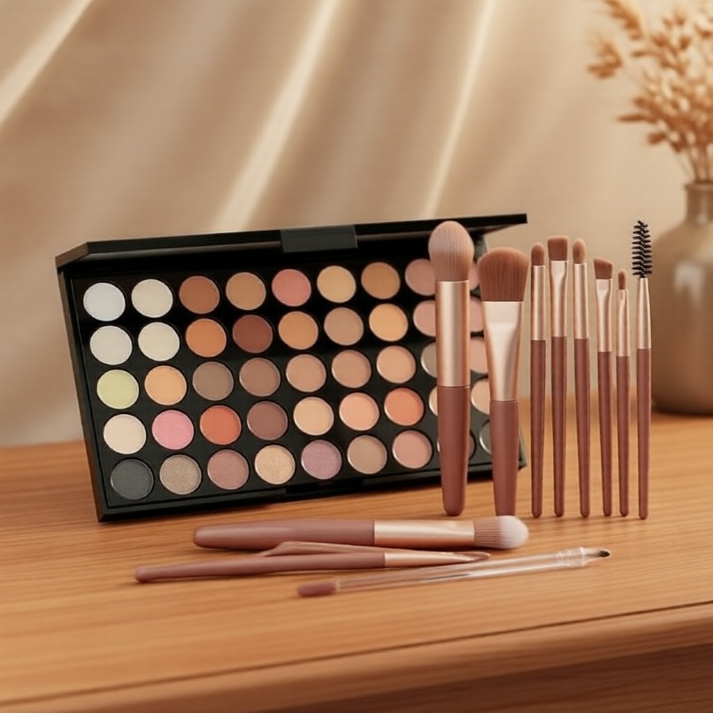 Paleta de Sombras Profissional 40 Cores – Fosco & Brilho, Pó de Alta Pigmentação, Ametista Fumê, À Prova D’água &