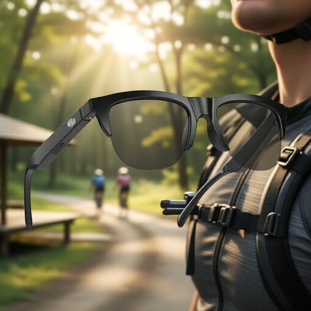 Óculos de sol inteligentes com Bluetooth 5.3 sem fio, óculos de áudio esportivos com proteção UV400, chamadas sem usar