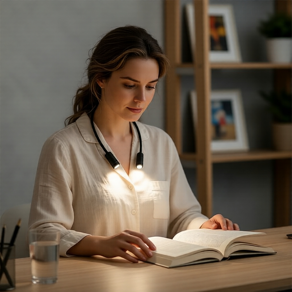 Lâmpada de pescoço LED portátil, recarregável de longa duração para estudantes, luz de leitura/luz de emergência sem as