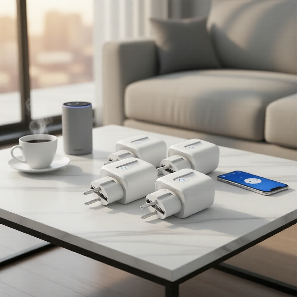 Plugue Inteligente 20A WiFi, Temporizador e Medidor de Energia, Controle por Voz via Google Home para Eletrodomésticos