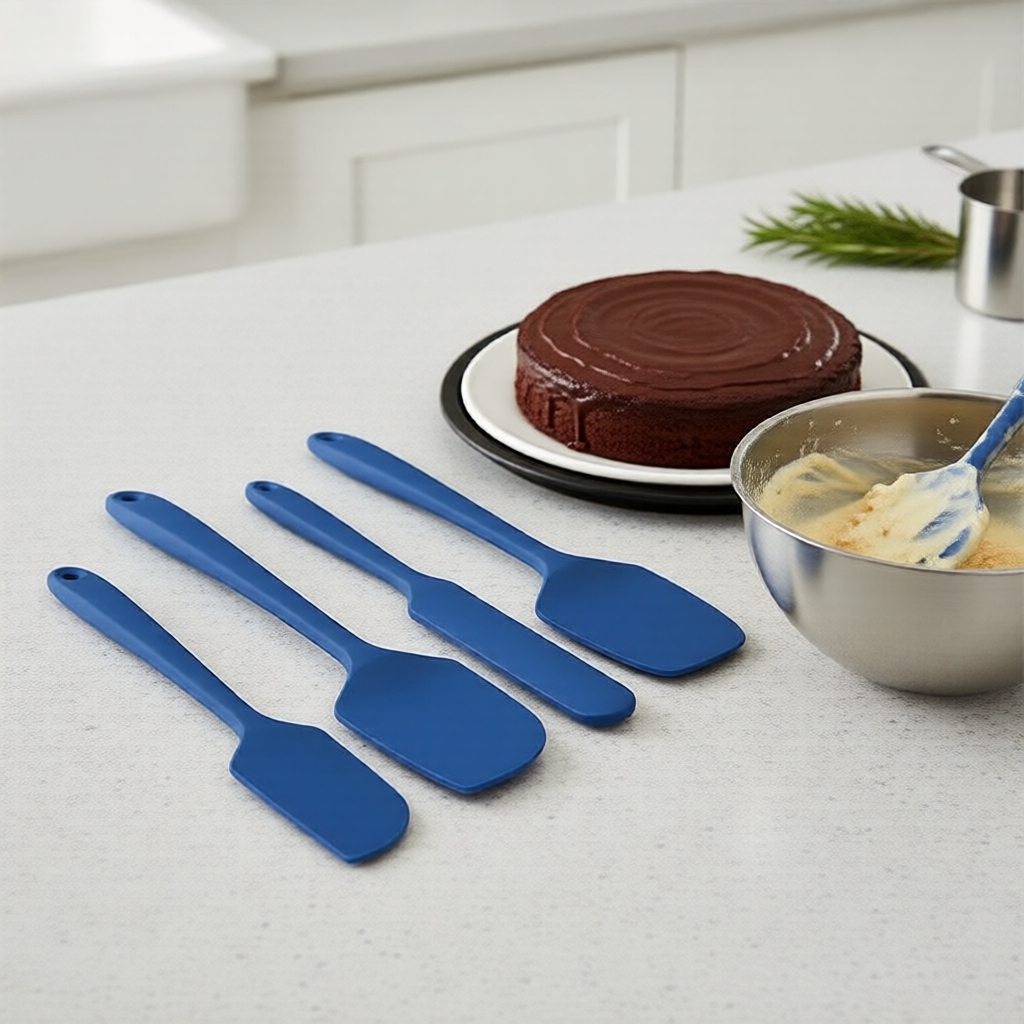 Conjunto de 4 Espátulas de Silicone Resistentes ao Calor, Utensílios de Cozinha Antiaderentes para Confeitaria e Cozinha