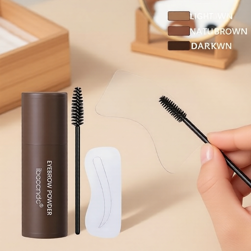 Kit Carimbo de Sobrancelha à Prova D’Água, Pó de Longa Duração & 10 Stencils Reutilizáveis, Modelagem Rápida de