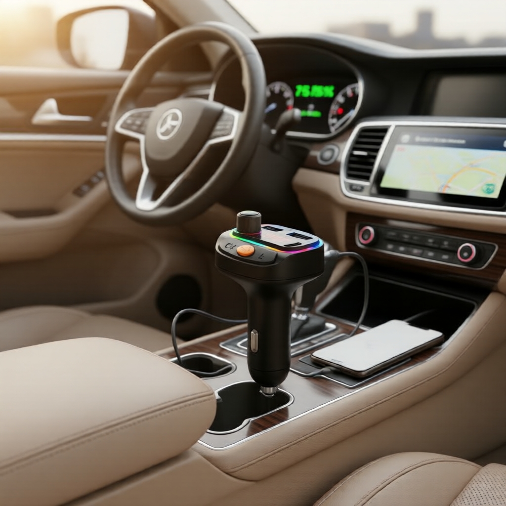 Bluetooth Carro 5.4 FM Modulator Handsfree AUX & MP3 Player com 22,5W PD + 30W USB Carregamento Rápido