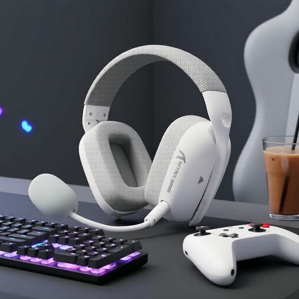 Fone de Ouvido Gamer Attack Shark L80PRO 3 em 1 2.4G/BT5.3/Com Fio Drivers 40mm HiFi Ultra-Baixa Latência 20ms