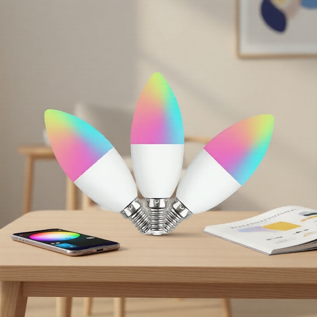 SAIMILI EWelink E14 Lâmpada Inteligente RGB WiFi, 1 Unidade, Lâmpada LED Compatível com Alexa & Google Home