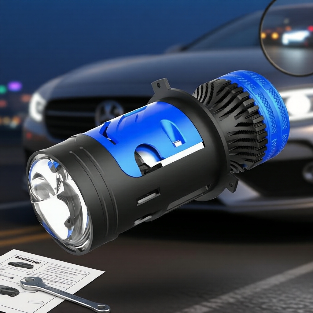180W H4 Bi-LED Mini Projetor de Farol, Lâmpada com Ventilador Turbo, 12V