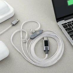 Cabo de Microfone Duplo KZ M2 com Plugue Prateado para 3,5 mm e Tipo-C, Compatível com EDX/ZS10 PRO